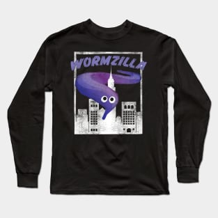 Purple Worm On A String Meme Wormzilla Retro Japanese Style Long Sleeve T-Shirt